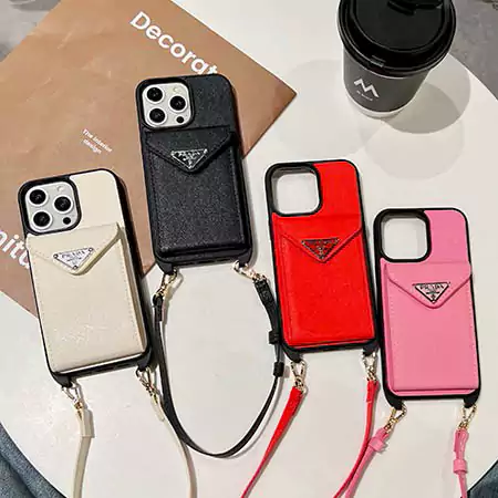 prada card holder iphone case with short hand - held strap