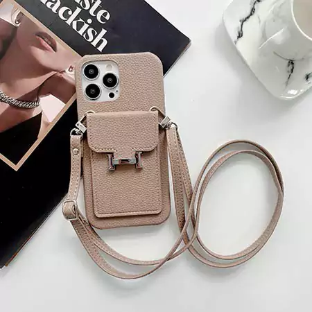 hermès pebbled leather cardholder crossbody iphone 16/16pro/pro max case