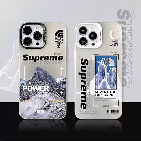 supreme the north face mountain snow electroplated silver iphone 16/16pro/pro max case