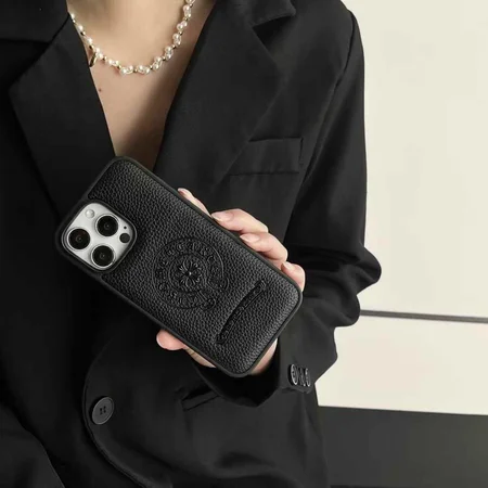 chrome hearts embossed - grain black and white iphone case