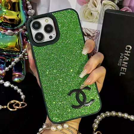 chanel sparkling glitter - covered leather iphone case with metal camera button