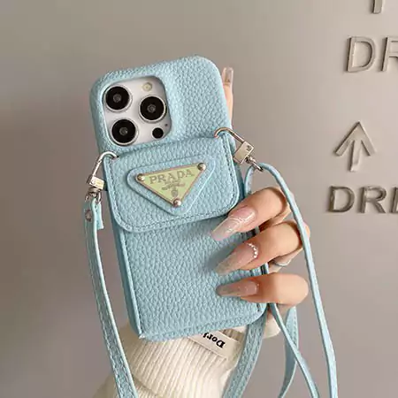 prada litchi - textured envelope card - holder with lanyard iphone case