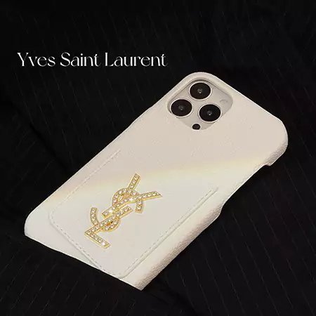 saint laurent pebbled leather card holder iphone 16/16pro/pro max case