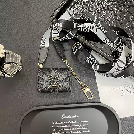 LV - inspired monogram black large - buckle AirPods case