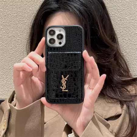 YSL alligator - grain leather card holder iphone case