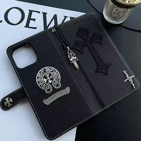 chrome hearts black and pink wallet style iphone case