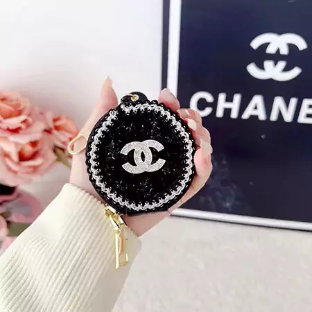 CHANEL round woolen tweed AirPods case