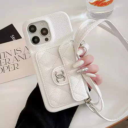 chanel multicolor cross - body card - holder litchi texture iphone case