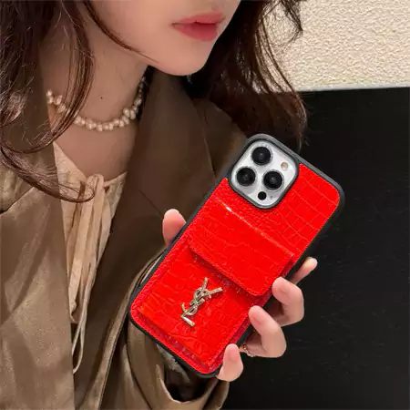 YSL alligator - grain leather card holder iphone case