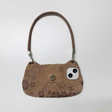 chanel brown print handbag iphone case