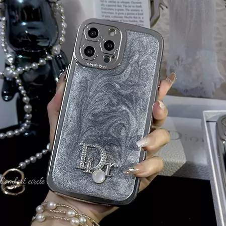 dior rhinestone logo flower - shaped camera iphone case