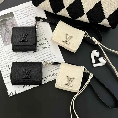 LV - inspired litchi - textured leather Old V AirPods case