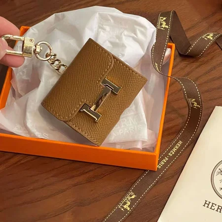Hermès - inspired multi - color leather mini - bag - style AirPods case
