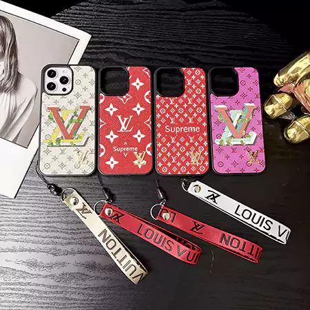LV x Supreme hand strap iPhone case