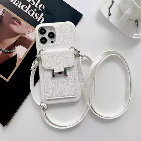 hermès pebbled leather cardholder crossbody iphone 16/16pro/pro max case