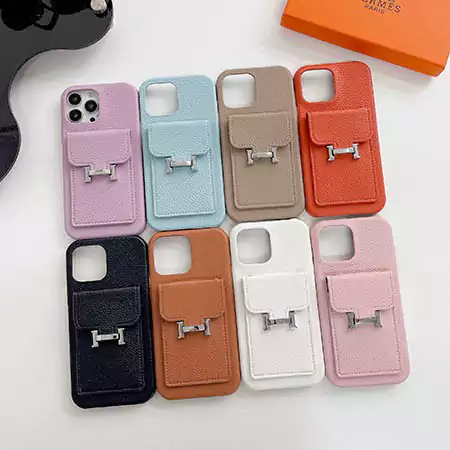 hermès pebbled leather card holder iphone 16/16pro/pro max case