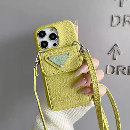 prada litchi - textured envelope card - holder with lanyard iphone case