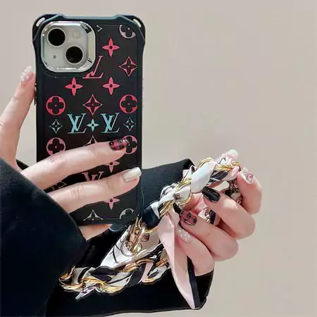 louis vuitton monogram anti - drop silk scarf wrist strap iphone case