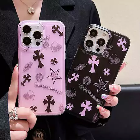 chrome hearts black and pink classic cross iphone case