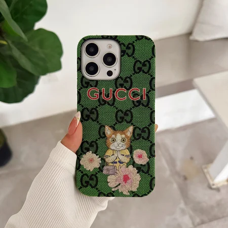 gucci green fabric cherry kitten iphone 16/16pro/pro max case