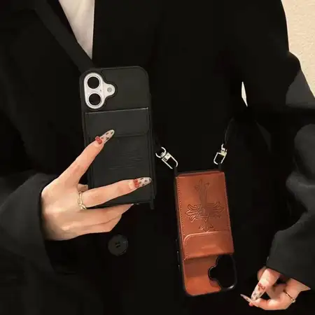 chrome hearts cardholder crossbody iphone 16/16pro/pro max case