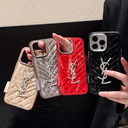 ysl multi-color crystal snow velvet iphone 16/16pro/pro max case
