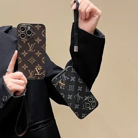 louis vuitton leather metal logo monogram iphone 16/16pro/pro max case
