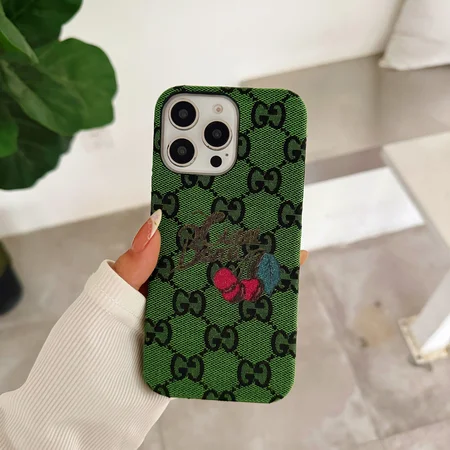 gucci green fabric cherry kitten iphone 16/16pro/pro max case