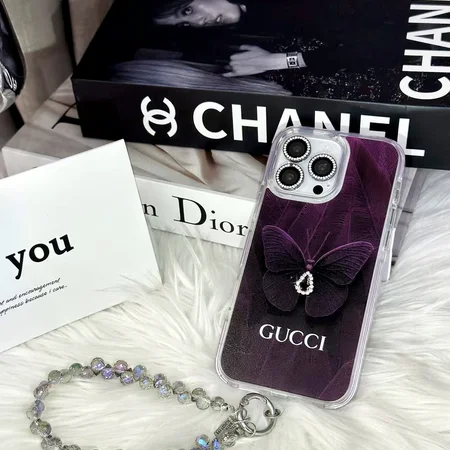 gucci teardrop crystal purple butterfly iphone 16/16pro/pro max case