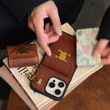 celine classic pattern cardholder airpods case iphone 16/16pro/pro max case