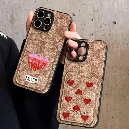 coach unicorn hearts cardholder iphone 16/16pro/pro max case
