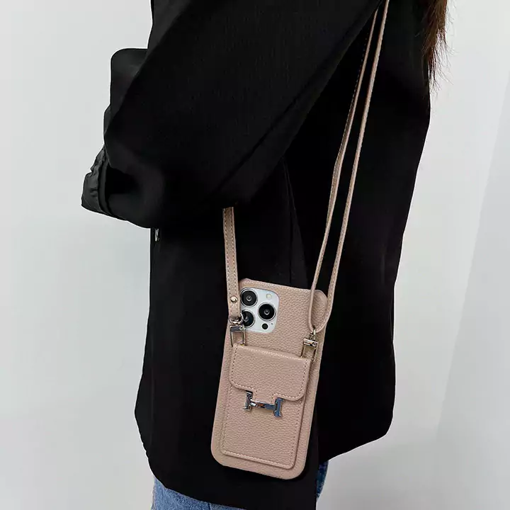 hermès pebbled leather cardholder crossbody iphone 16/16pro/pro max case