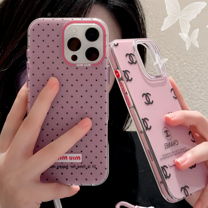 polka dot miu miu grey pink chanel iphone case