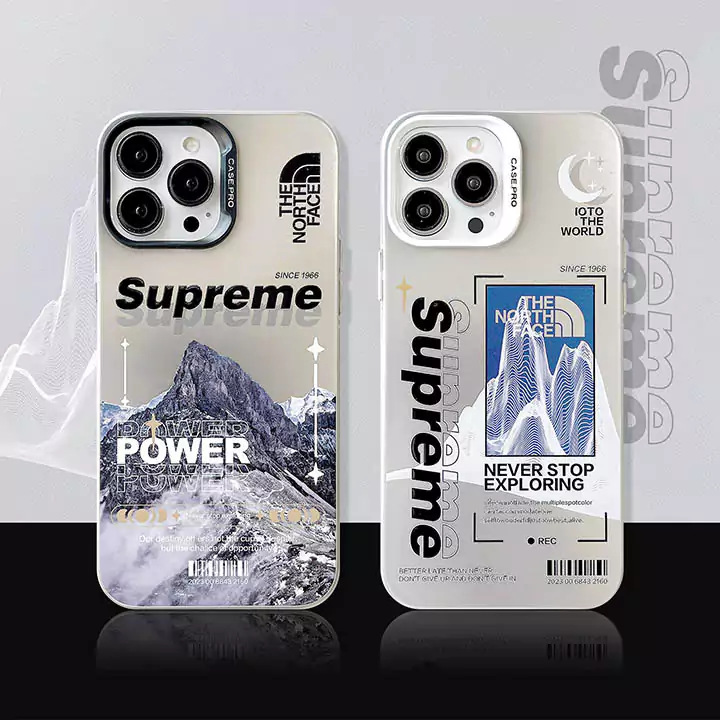 supreme the north face mountain snow electroplated silver iphone 16/16pro/pro max case