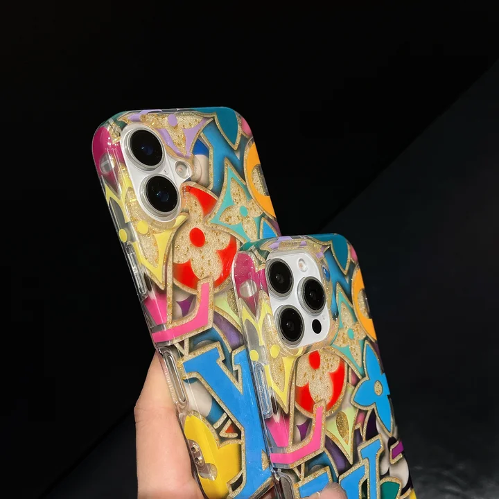  lv iridescent alphabet gold foil glitter iphone 16/16pro case
