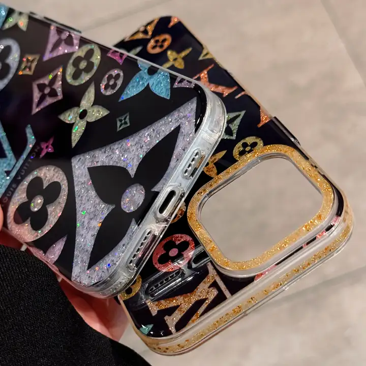 Gold glitter LV phone case