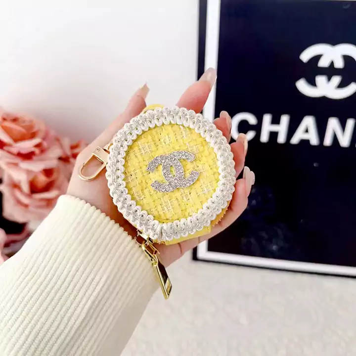 CHANEL round woolen tweed AirPods case