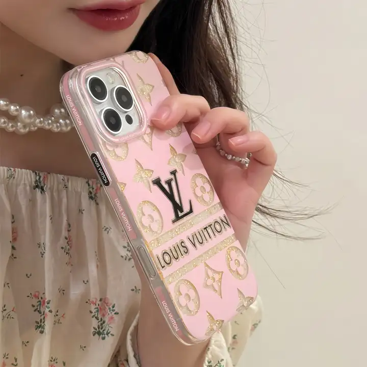  lv foundation hollow - out chanel pink checkered iphone 15/15pro case