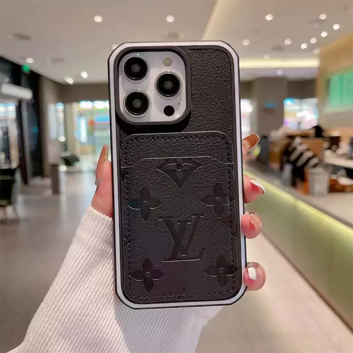 louis vuitton embossed card - slot two - tone border leather iphone case