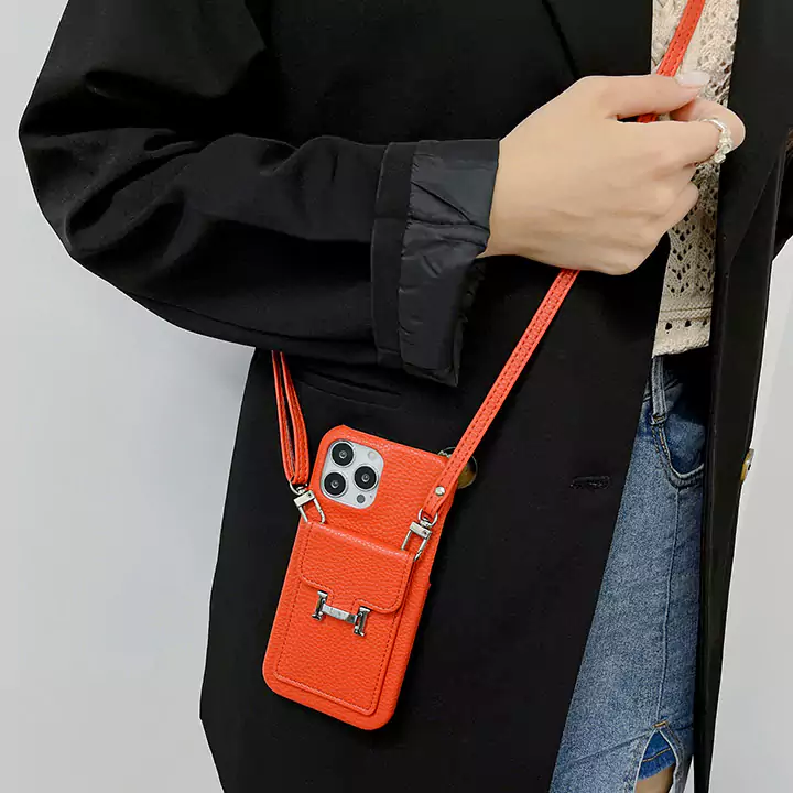 hermès pebbled leather cardholder crossbody iphone 16/16pro/pro max case