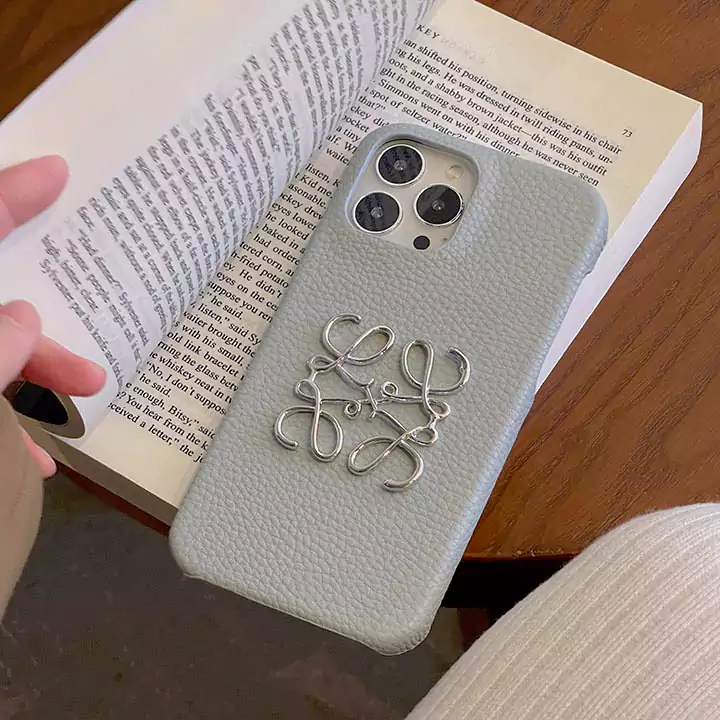 loewe metal logo genuine leather iphone 16/16pro/pro max case