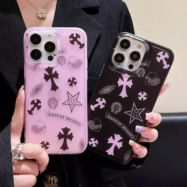 chrome hearts black and pink classic cross iphone case