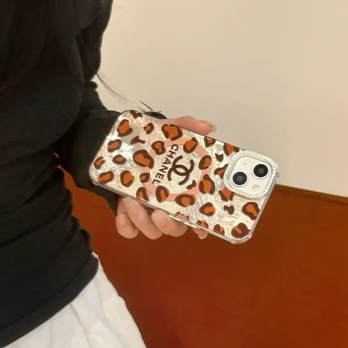 sparkling rhinestone magnetic leopard print chanel iphone 13/13pro case