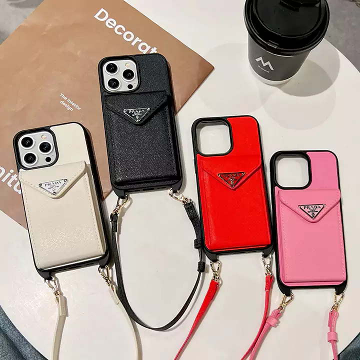 prada card holder iphone case with short hand - held strap