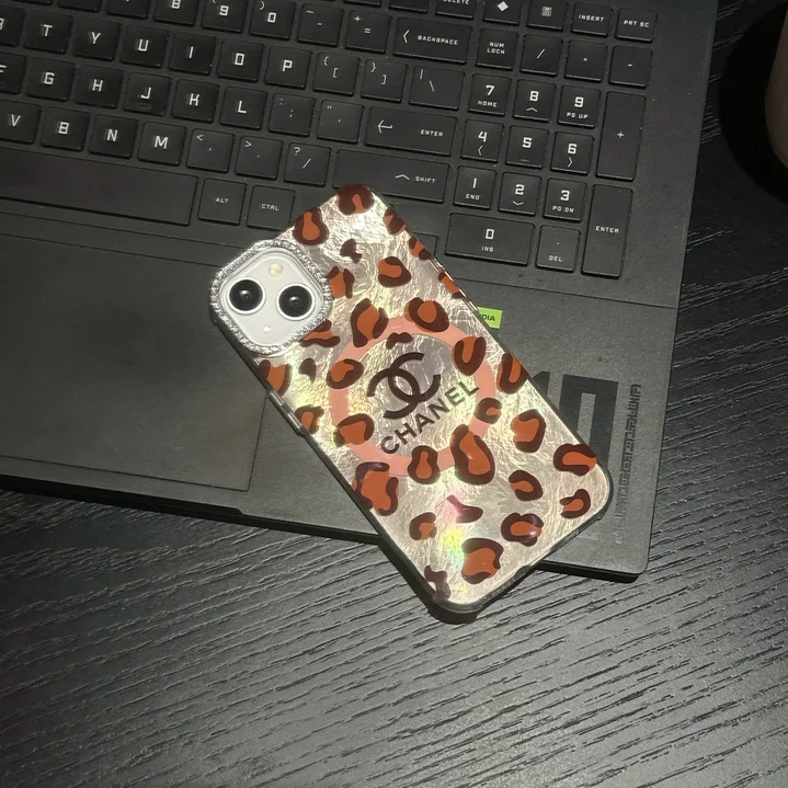  sparkling rhinestone magnetic leopard print chanel iphone 16/16pro case
