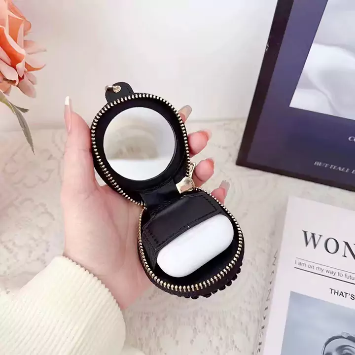 CHANEL round woolen tweed AirPods case