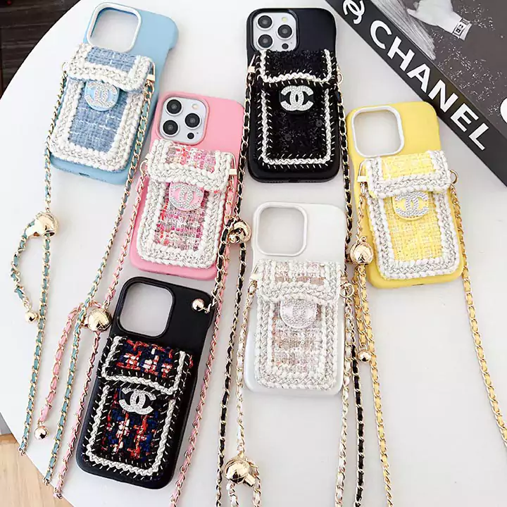chanel tweed with rhinestone logo vertical card holder iphone case