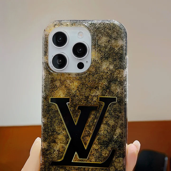  lv blazing gold foil glitter iphone 15/15pro case
