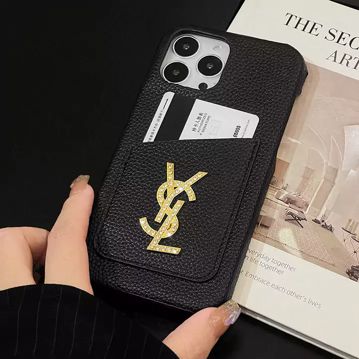 saint laurent pebbled leather card holder iphone 16/16pro/pro max case