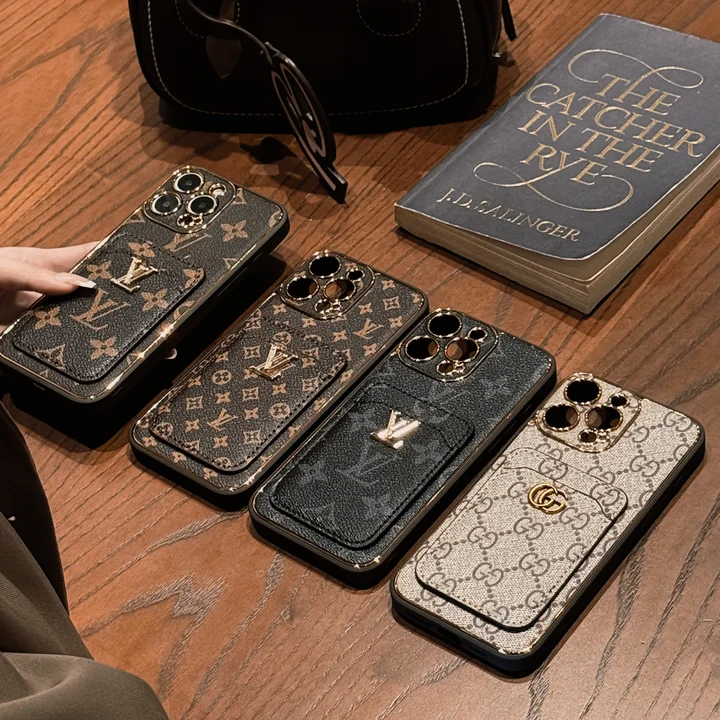 lv gucci gold rimmed gold logo card holder iphone case